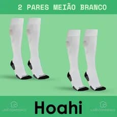 Kit 2 Pares Meião Futebol Futsal Hoahi Original, Conforto e Qualidade Cores Azul e Branco