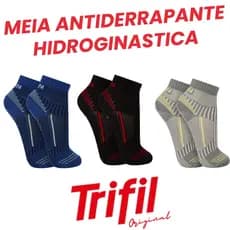 Meia Antiderrapante Trifil Perfeita Para Hidroginástica, Academias, Pilates e Fisioterapia Kit Com 3, 2 e 1 Par