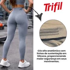 Calça Legging Max Trifil Sport Active Poliamida + Elastano Cós Alto e Linhas Sustentação em Silicone
