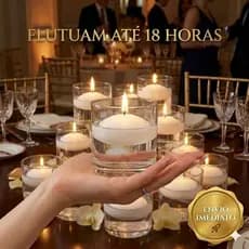 KIT VELAS FLUTUANTE BRANCA DECORAÇÃO PISCINA FLUTUAM CASAMENTO 18 HORAS FESTAS