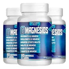 06 Magnésio 60 Comp 1000mg Composição Completa 6 em 1 Taurato Óxido Malato Bisglicinato