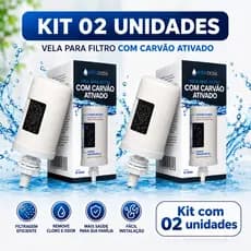 02 Velas Filtro Barro Prata Coloidal Carvão Ativado Tripla Ação SERVE PARA TODOS FILTRO BARRO