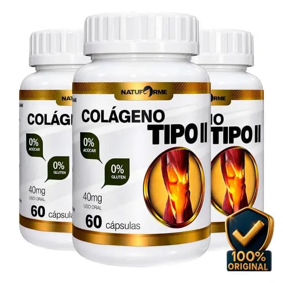 03 Colágeno Tipo 2 Não Desnaturado ORIGINAL 60 Cápsulas Cartilagem Articulações