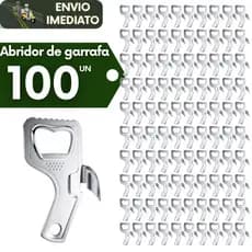 Kit 100 Abrir de Garrafa Cervejas Inox Profissional 2 em 1 Abridor de Lata Multifuncional Utensilio