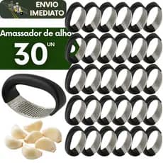 Kit 30 Espremedor de Alho Aço Inox Manual Amassador Triturador Legumes Profissional Resistente