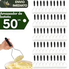 Kit 50 Triturador Amassador de Batatas Manual Inox Multiuso Espremedor Purês Legumes Ideal Cozinhas