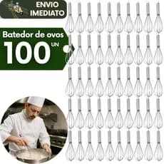 Kit 100 Fuet Batedor de Ovos Misturar Mixer Ovo Massas e Ingredientes para Cozinhas de Confeitarias