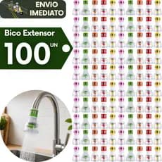 Kit 100 Bico Extensor Torneira Chuveirinho Giratoria 360° Universal de Silicone e Arejador Cozinha