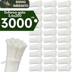 Kit 3000 Abraçadeira de Nylon Branca Enforca Gato 3,6X200MM Presilha Resistencia Durabilidade