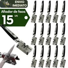Kit 15 Amoladores e Afiador de Faca Profissional de Inox para Amola Alinha Facas Churrasco Cozinha