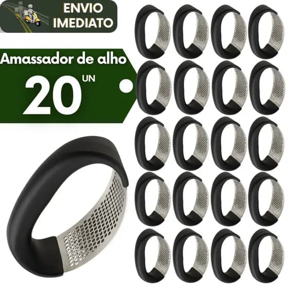 Kit 20 Triturador de Alho Aço Inox Manual Espremedor Amassador Legumes Profissional Resistente