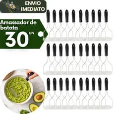 Kit 30 Espremedor Amassador de Batatas Manual em Inox Multiuso Purês Legumes Ideal Cozinhas