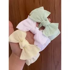 kit 3 Laços Turbante Bebê menina luxo, meia de seda , tiara - Verde bb, Branco e Amarelo bb, enxoval