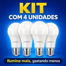 Kit 4 Lâmpadas LED Tramontina 15W E27 Bivolt 6500K Luz Branca Fria