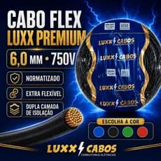 Cabo Flexível LUXX Premium 6,0mm² 750V 50 Metros Escolha a Cor