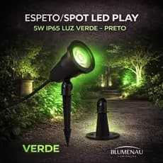 Espeto Spot LED Blumenau Play 5W Verde IP65 Bivolt Jardim Externo