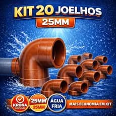 Kit 20 Joelho 25mm Krona 90° PVC Soldável Água Fria Conexão Hidráulica Tubo Cano Instalação