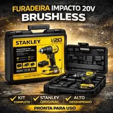 Furadeira Parafusadeira Impacto Stanley 20V Brushless 1/2" Bateria Carregador Maleta Profissional