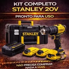 Furadeira Parafusadeira Stanley 20V Brushless Impacto 2 Baterias Carregador Maleta PRO-STACK Profissional