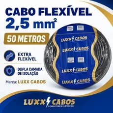 Cabo Flexível 2,5mm² LUXX Cabos 50 Metros Extra Flexível Escolha a Cor