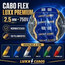 Cabo Flexível LUXX Premium 2,5mm² 750V 50 Metros 50 Filamentos Escolha a Cor