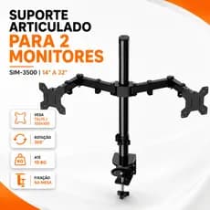 Suporte Articulado Duplo Para 2 Monitores 14 A 32 Polegadas SIM-3500 VESA
