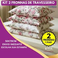 Kit 2 Fronhas para Travesseiro 50cm x 70cm Estampadas Camesa