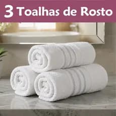 Kit 3 Toalhas de Rosto Salão Barbearia Lavabo Brancas Algodão 45x70 Macias