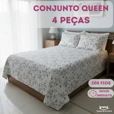 Jogo de Cama Queen Duplo 200 Fios 4 peças Microfibra