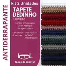 Kit 2 Tapetes de Banheiro Antiderrapante em Microfibra Alta Absorção 38x58cm