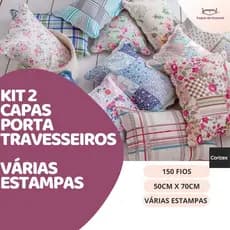 Kit 2 Capas Porta Travesseiro 150 Fios Estampado 50x70 Alta Qualidade | Corttex