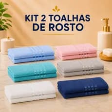 Kit 2 Toalhas de Rosto Algodão Macias Leves 70cm x 45cm Camesa