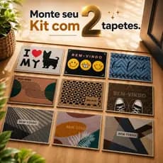 Kit 2 Tapetes Porta Estampados 40x55cm Poliéster Entrada Cozinha Lavabo
