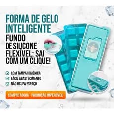 Forma de Gelo Silicone Fundo Flexível Com Tampa - Sai Fácil Sem Esforço Cozinha Prática