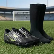 Kit Chuteira E Meião Society Biqueira Costurada Para Futebol Grama Sintética Jogo
