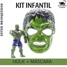 Kit Boneco Articulado 16cm + Máscara de Personagem Brinquedo Infantil Completo Aventura e Fantasia