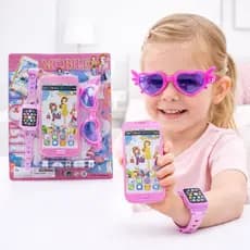 Kit Celular Interativo + Relogio + Oculos Brinquedo Infantil Criança Brincar Presente Para Meninas