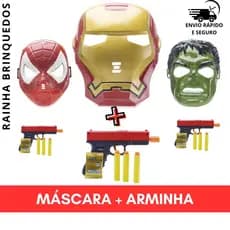 Kit Infantil Máscara Super Heroi+ Arminha Com Dardos e Bolinhas Em Gel Crianças Brincar Presente Para Meninos