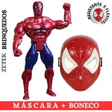 Kit Boneco + Máscara Confortável Brinquedo Herói Personagem De Ação Articulável Menino Presente Dia Das Crianças