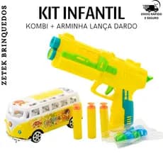 Kit Infantil Arminha Lança Dardo + Kombi de Brinquedo Para Crianças Ação e Diversão Garantida
