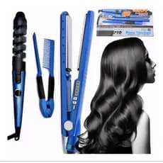 Kit 3 em 1- Prancha Chapinha Íon Titânio Iônica Profissional 450f Prancha de Cabelo 110/220v SW