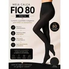 Meia Calça Com Pé Fio 80 Preto Térmica Segunda Pele Translúcida Leve Transparencia