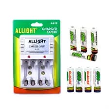 Kit 8 Pilhas Recarregáveis AA/AAA + Carregador Bivolt