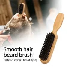 Escova de Estilo para Barba e Cabelo Masculino - Cerdas de Javali, Usada para Cuidado de Cabelo e Barba