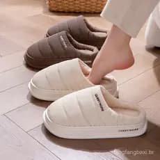 Chinelos de algodão impermeáveis homens inverno quente interior casa de sola grossa pelúcia quente antiderrapante chinel