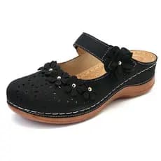 Sandálias de verão 2025 novo estilo transfronteiriço sapatos de flores de venda quente feminino Retro sandálias feminina