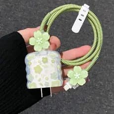 Novo Carregador De Flores Verdes Capa Protetora Protetor De Cabo Compatível Para iPhone 18W/20W 40W De Carregamento Rápi