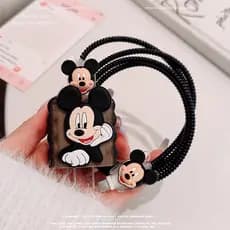 Bonito Dos Desenhos Animados Mickey Carregador Protetor Caso Capa Compatível Para IPhone 20W 18W Adaptador Cabo De Geren