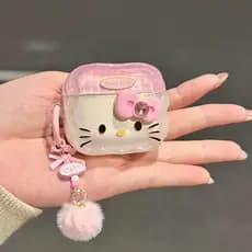Capa De Fones De Ouvido Rosa Gatinho Gato Arco Dos Desenhos Animados Para Apple AirPods Pro 3 Pro2 4 3 2 1 Protetora Com
