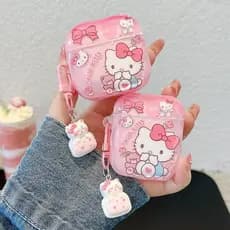 Bonito Hello Kitty Caso De Fone De Ouvido Para Airpods 4 Pro 2 1 2 3 Pro3 Sem Fio Bluetooth Capa Protetora Com Pingente